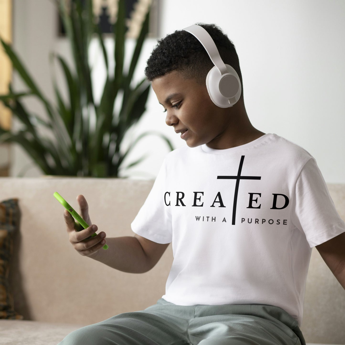 Kids 'Created with a Purpose' Tee - Inspirational Heavy Cotton T-Shirt